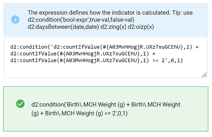 valid program indicator expression
