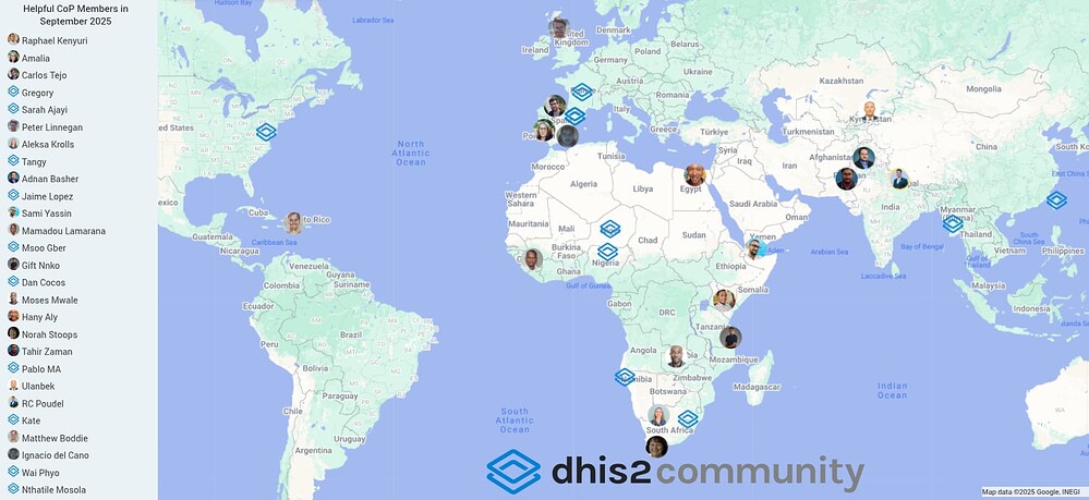 September 2025 Monthly Map for Helpful and Active CoP Members