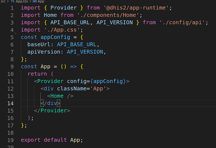snapshot of app runtime config on main App module